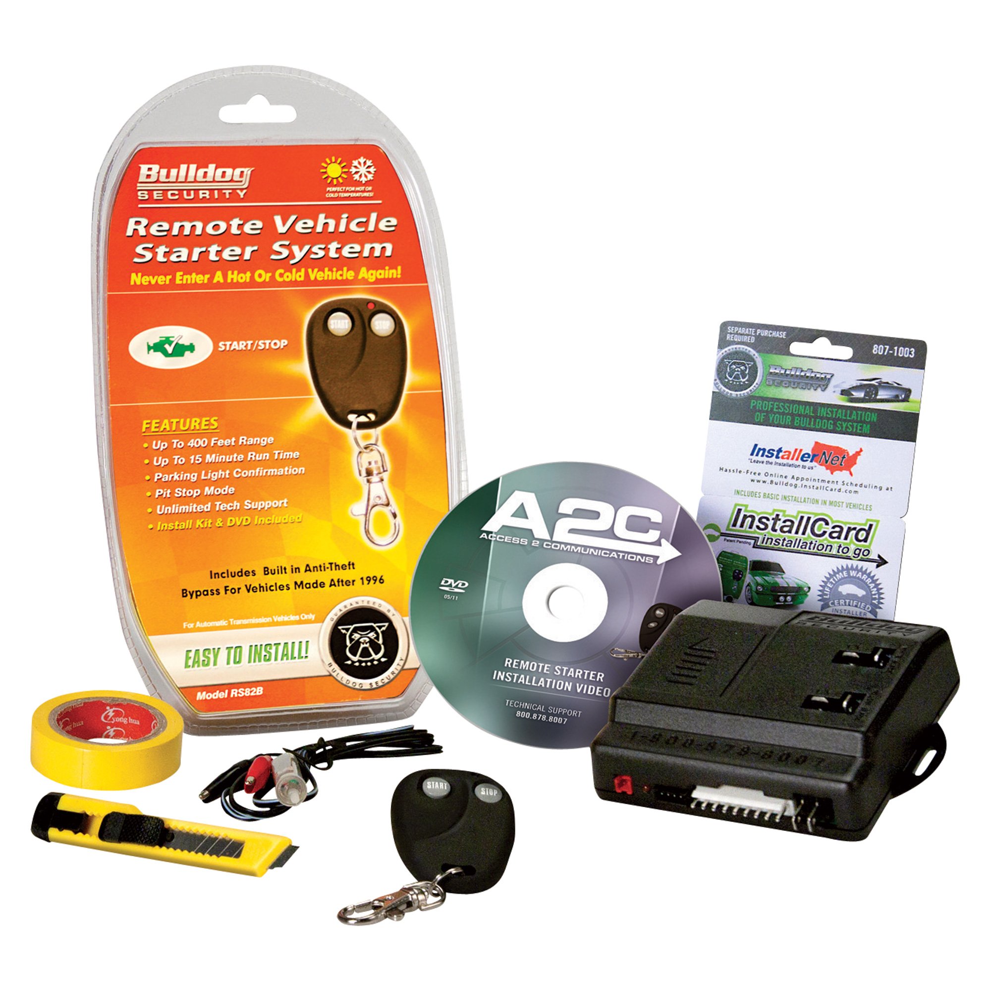 Bulldog Security Remote Vehicle Starter System with Anti-Theft Bypass — 400 Ft. Range, Model# RS82B